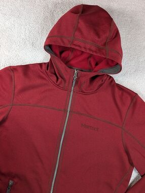 Marmot Hooded Jacket Mens L Burgundy Red Full Zip Outdoor